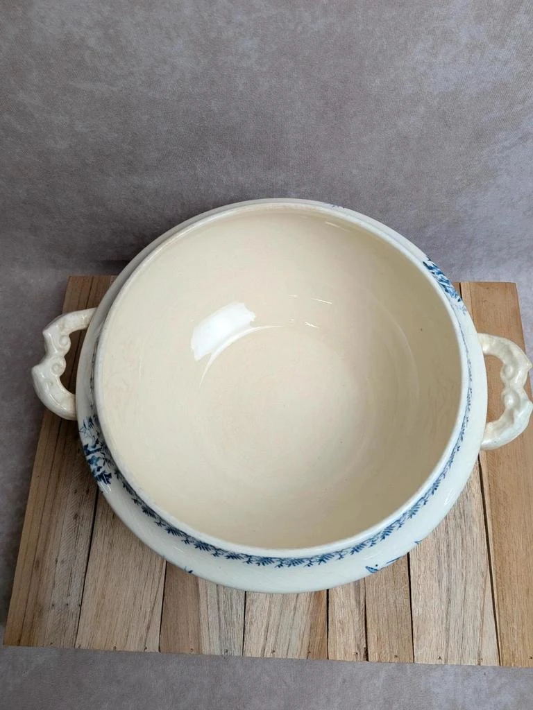 Sopera antigua de terracota Gien – Modelo Helecho – Decoración azul – photo 4